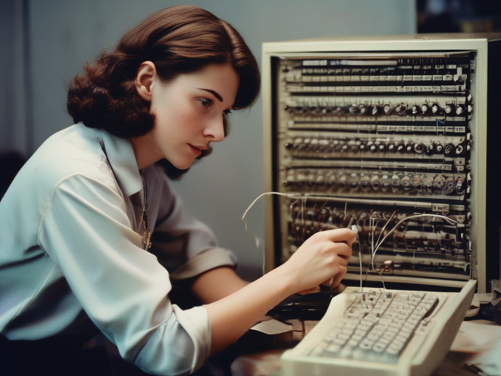AI-generated image of Evelyn Berezin while building the first Data Secretary.