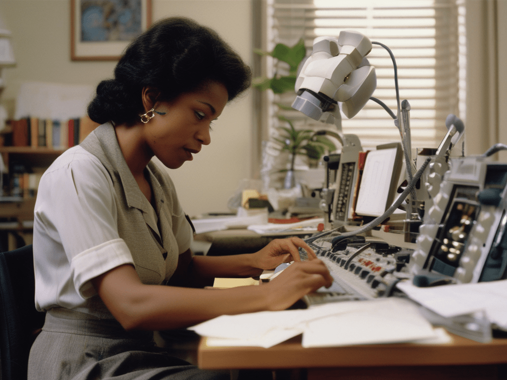 AI-generated image of Marian Croak while working on one of her VoIP developments.